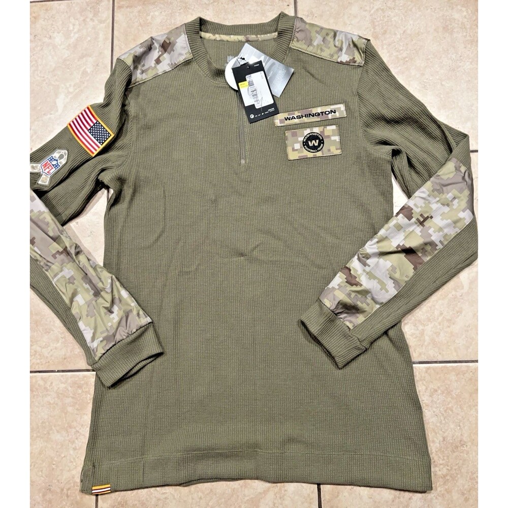 Washington Commanders Shirt Mens S Green Saltute to Service 1/4 Zip Thermal Camo